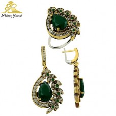 Gümüş Otantik Taşlı Set